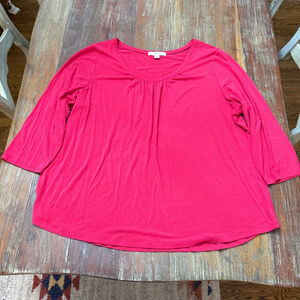 Sejour Nordstrom Pink Three Quarter Sleeve Tee Plus Size 2X